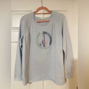 Lisa Todd Light Blue Peace Sign Sweater
